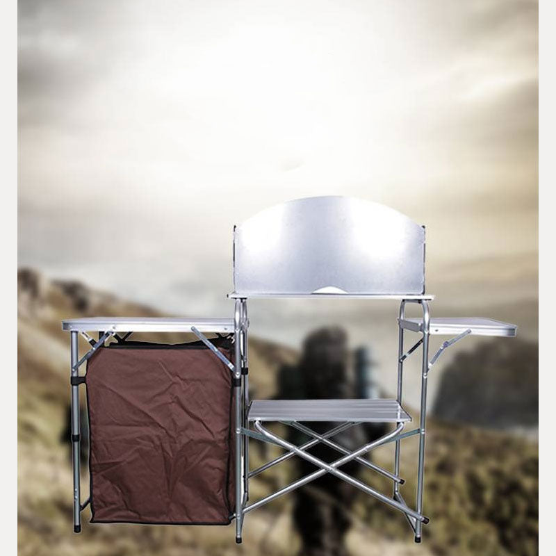Load image into Gallery viewer, ZlCamp aluminum alloy camping kitchen outdoor foldable kitchen shelves, outdoor camping supplies, double layer barbecue table, mobile kitchen
