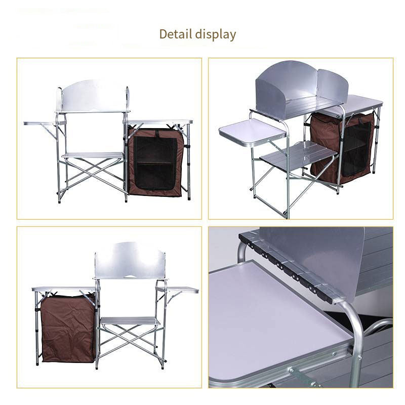 Load image into Gallery viewer, ZlCamp aluminum alloy camping kitchen outdoor foldable kitchen shelves, outdoor camping supplies, double layer barbecue table, mobile kitchen
