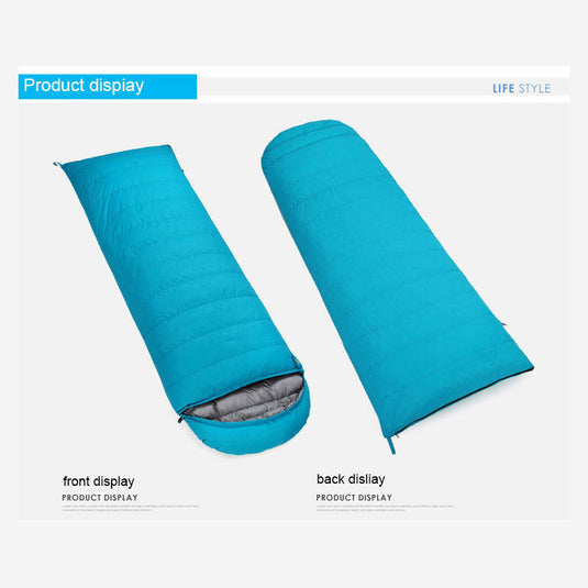 Zlcamp Camping Waterproof Down Sleeping Bag for Adult Outdoor Seasons White Duck Down Envelope Sleeping Bag