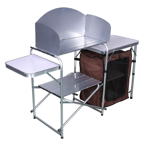 ZlCamp aluminum alloy camping kitchen outdoor foldable kitchen shelves, outdoor camping supplies, double layer barbecue table, mobile kitchen