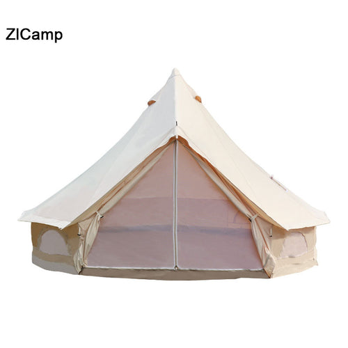 ZlCamp Khan Glamping Bell Tent Oversize Space All Cotton Heavy Duty Waterproof Luxury Outdoor Bell Tent in All Seasons Cotton Yurt Tent