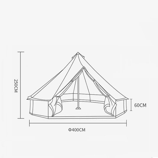 ZlCamp Khan Glamping Bell Tent Oversize Space All Cotton Heavy Duty Waterproof Luxury Outdoor Bell Tent in All Seasons Cotton Yurt Tent