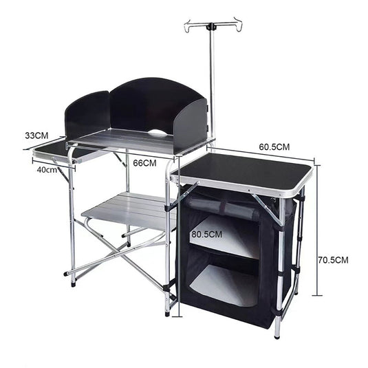 ZlCamp Outdoor Camp Kitchen Camping Mobile Kitchen Shelf Aluminum Alloy Folding Kitchen Table