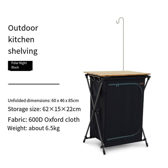 ZlCamp Outdoor foldable camping kitchen storage rack, camping multifunctional storage table, picnic barbecue table