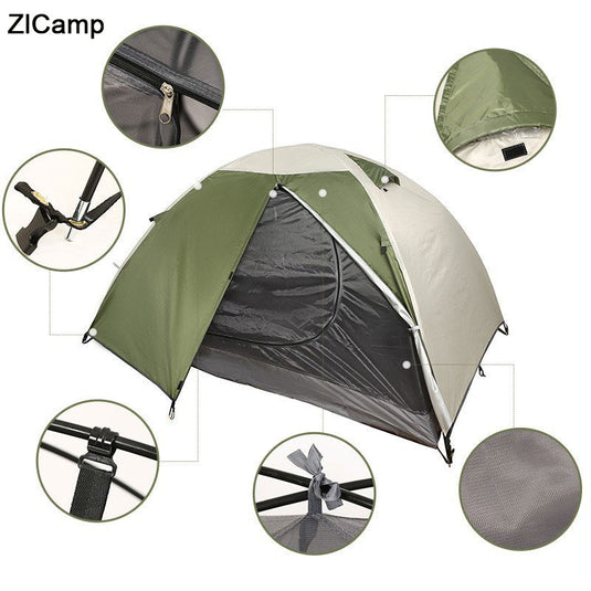 ZlCamp Outdoor camping two-person mountaineering tent portable lightweight double-layer rain and wind protection thickened mountaineers take hiking tent