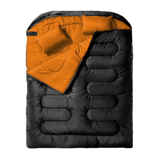 ZlCamp Outdoor double couples wear hats and heavy camping with pillow sleeping bag can be split and spliced waterproof